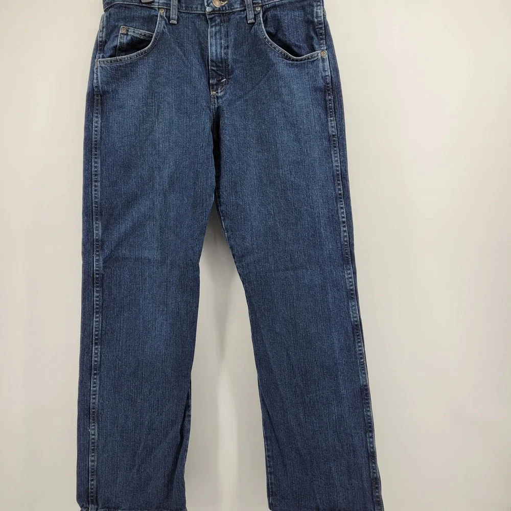 Wrangler Rugged Wear Mens Dark Wash Straight Leg Jeans 34x32 (inseam 33) Outdoor